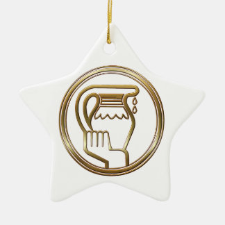 Gold Aquarius Zodiac Water Bearer Astrology Sign Ceramic Tree Decoration