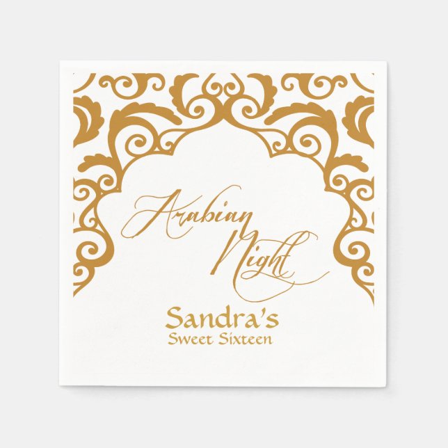Gold Arabian Nights Party Napkins (Front)