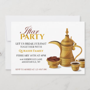 Gold Arabic Dallah Coffee & Dates Iftar Party Invitation
