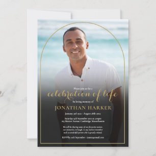 Gold Arch Funeral Photo Celebration of Life Invitation