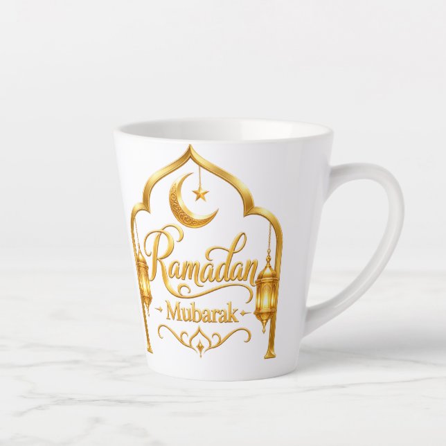 Gold Arch Lantern Ramadan Mubarak Latte Mug (Right)