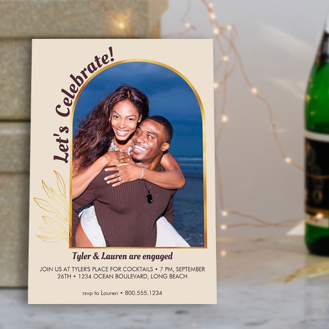 Gold Arch Lets Celebrate Photo Engagement Party Invitation (Photo Engagement Party Invite from my Engagement Party Invitations Collection)