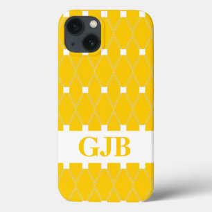 Gold Argyle Lattice with monogram iPhone 13 Case