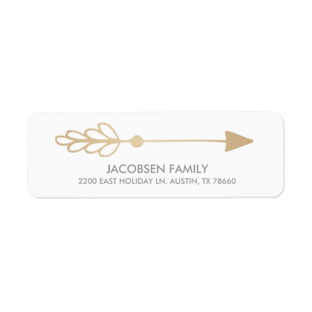 Gold Arrow Christmas Card Return Address Labels (Front)