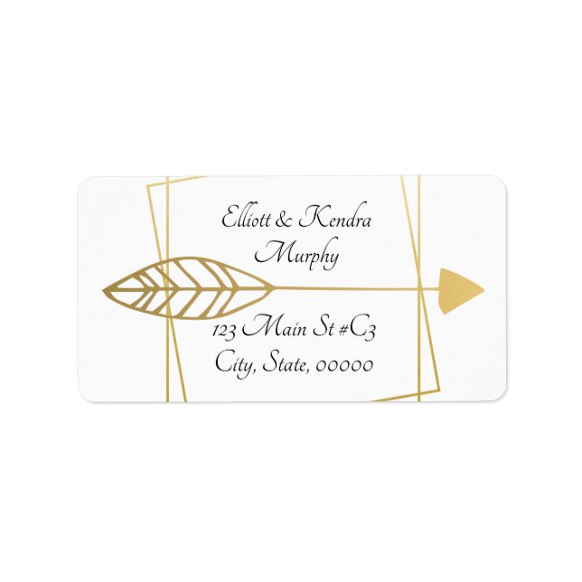 Gold Arrow & Geometric Personalised Address Label (Front)