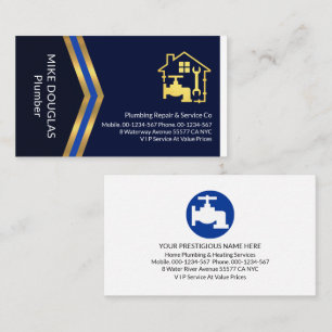 Gold Arrows Gold Faucet Plumbing Business Card