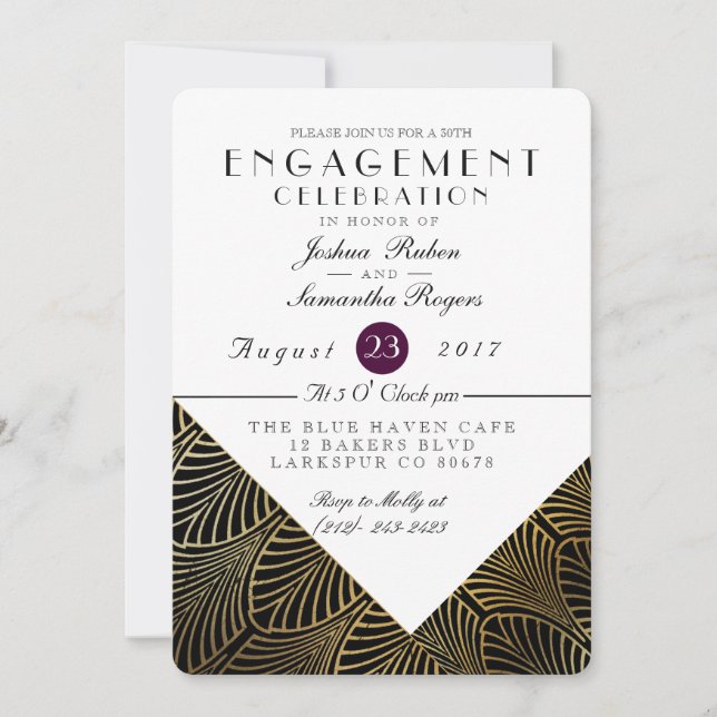 Gold Art Deco 1920's | Engagement Party Invite (Front)