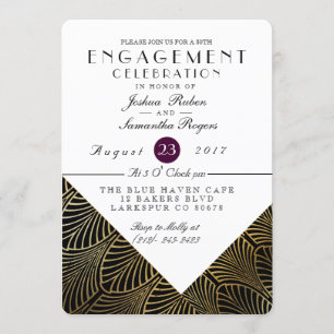 Gold Art Deco 1920's   Engagement Party Invite