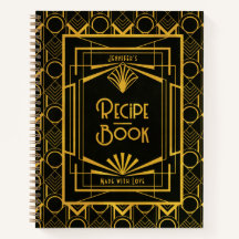 Gold Art Deco 1920s Style Recipe Book