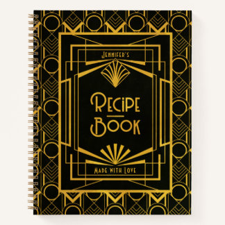 Gold Art Deco 1920s Style Recipe Book