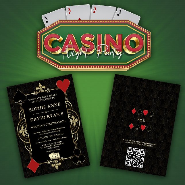 Gold Art Deco 20s Casino Vegas Poker Wedding  Invitation (Creator Uploaded)