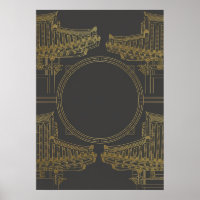 Gold Art Deco Architecture Poster
