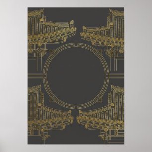 Gold Art Deco Architecture Poster