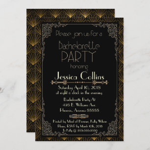 Gold Art Deco Bachelorette Party Invitation