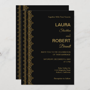 Gold Art Deco Border Wedding Invitation