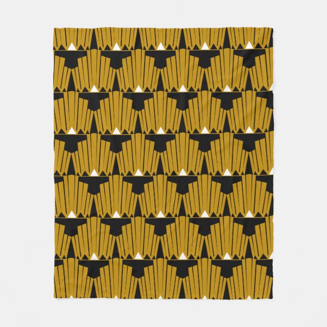 Gold Art Deco Custom Pattern Fleece Blanket (Front)