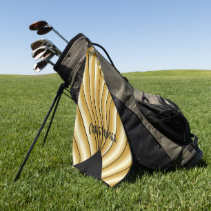 Gold Art Deco Design Personalised Golf Towel