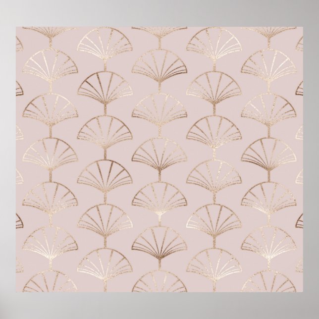 Gold Art Deco: Fan Leaves Pattern Poster (Front)