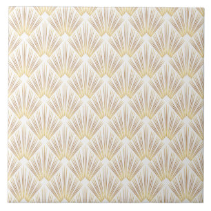 Gold Art Deco Fan Metallic Sunburst Tile