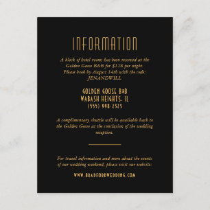 Gold Art Deco Fan Wedding Information Card