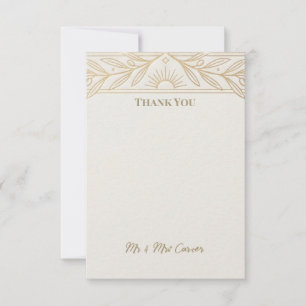 Gold Art Deco Fan Wedding Thank You Card