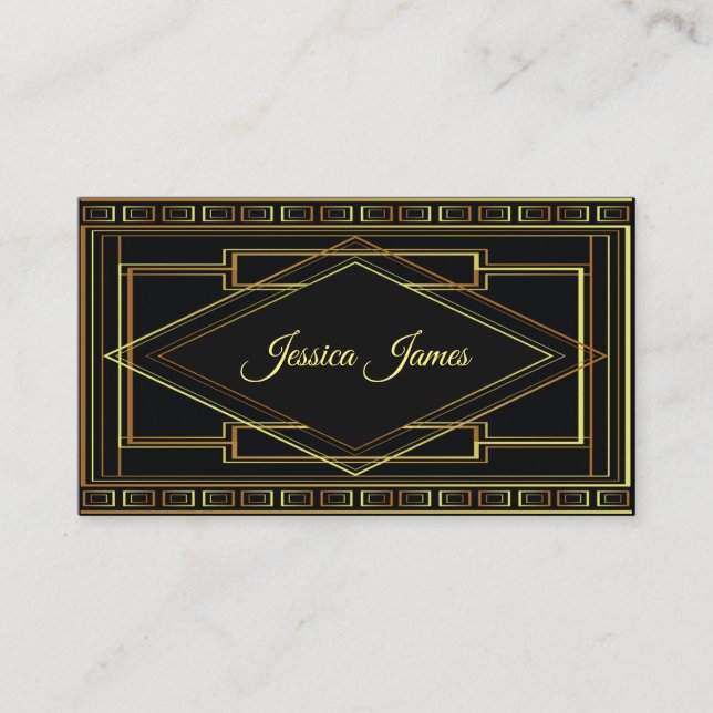 Gold Art Deco Frame Business Card (Front)