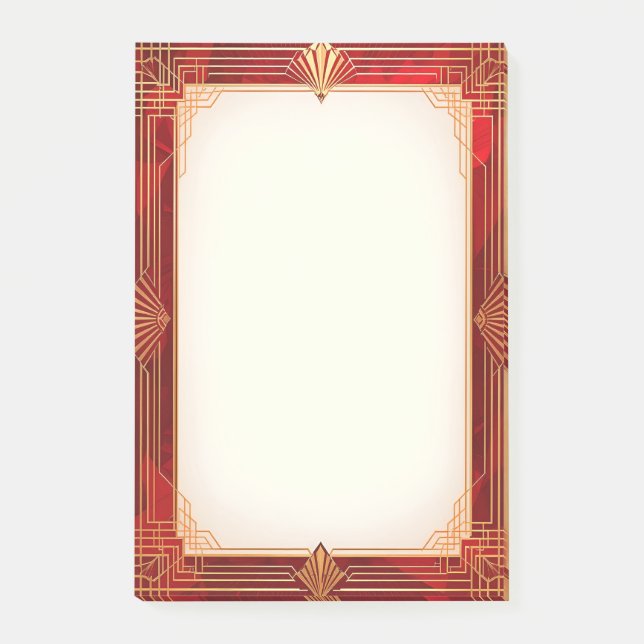 Gold Art Deco Frame on Red Post-it Notes (Front)