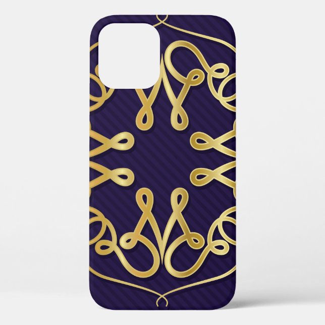 Gold art deco frame with ornament on blue backgrou Case-Mate iPhone case (Back)