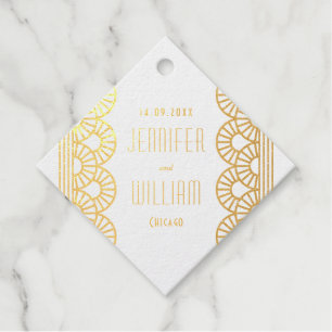 Gold Art Deco Gatsby Style Custom Wedding Favour Tags
