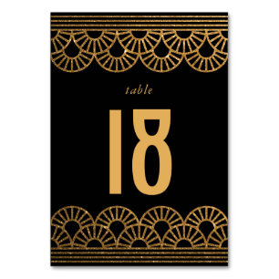 Gold Art Deco Gatsby Themed Table Number