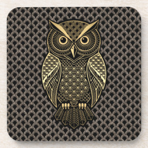 Gold Art Deco Owl Coaster