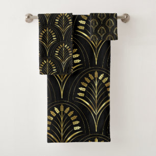 Gold Art Deco Pattern  Bath Towel Set