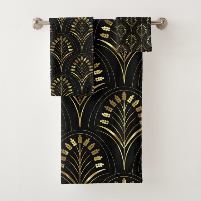 Gold Art Deco Pattern  Bath Towel Set (Insitu)