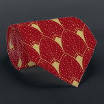 Gold Art Deco Pattern & Deep Red Background Tie<br><div class="desc">Elegant gold tones vintage Art Deco pattern over the deep red customizable background color.</div>
