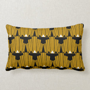 Gold Art Deco Pattern Lumbar Cushion