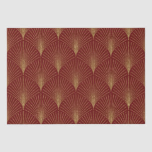 Gold art-deco pattern on red background wrapping p tissue paper