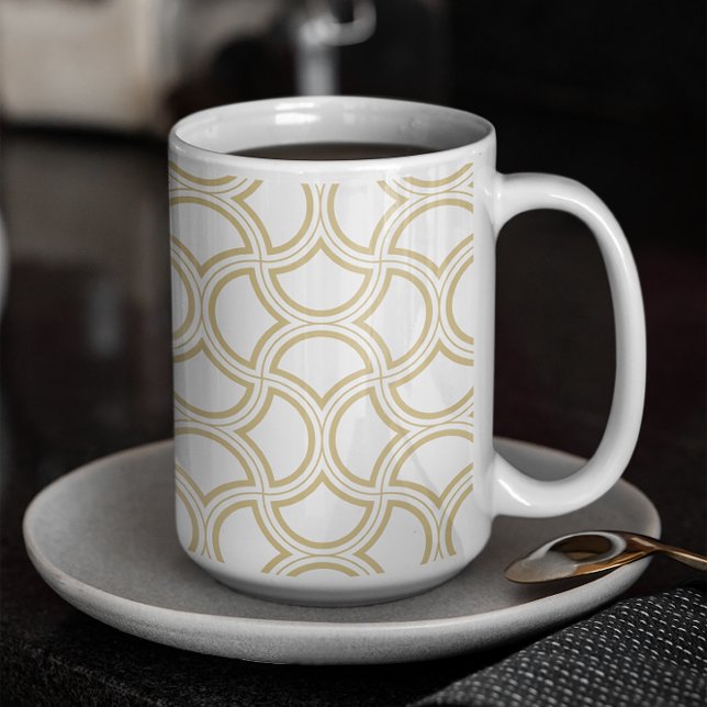 Gold Art Deco Pattern On White Coffee Mug (Creator Uploaded)