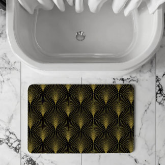 Gold Art-deco Pattern With Monogram Bath Mat