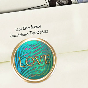 Gold Art Deco Peacock Envelope Seal Love