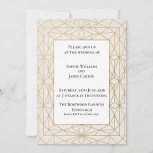 Gold Art Deco Scottish Wedding Invitation