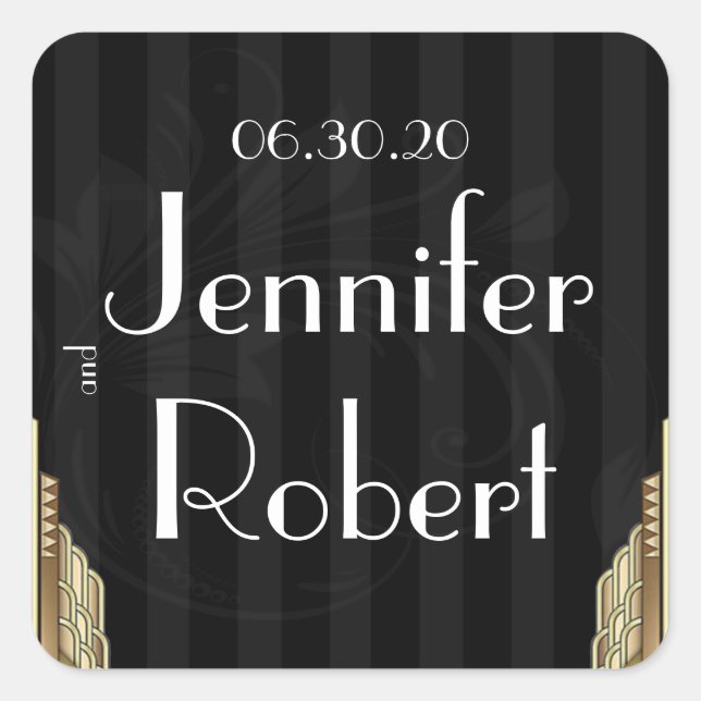 Gold Art Deco Stripe Wedding Envelope Seal (Front)