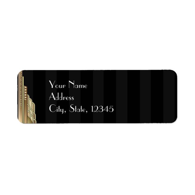 Gold Art Deco Stripe Wedding Label (Front)
