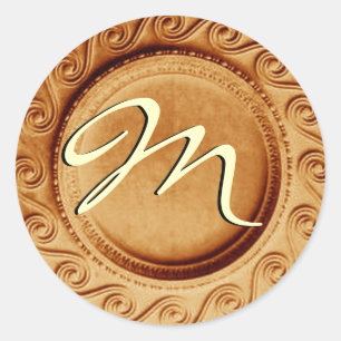 Gold Art Deco Wedding Monogram M Sticker