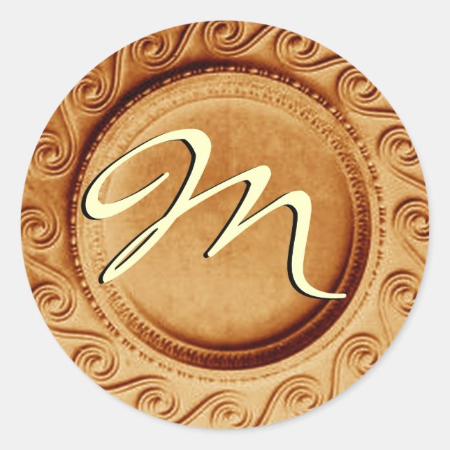 Gold Art Deco Wedding Monogram M Sticker (Front)