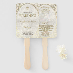 Gold Art Deco Wedding Program Hand Fan