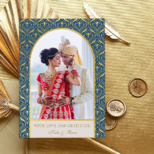 Gold Art Deco Wedding Thank You Photo Card