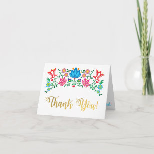 Gold Art Mexican Fiesta thank you note cards