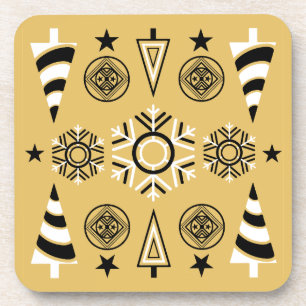 Gold Art Nouveau Christmas Decoration Coaster