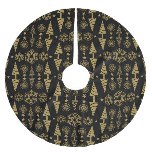 Gold Art Nouveau Christmas Decorative Brushed Polyester Tree Skirt