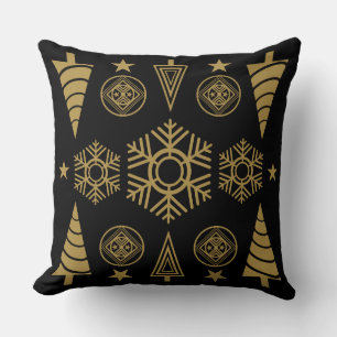 Gold Art Nouveau Christmas Decorative Cushion